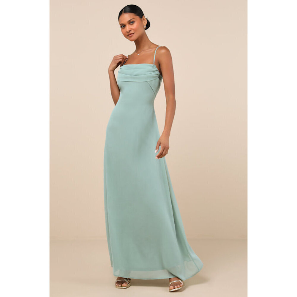 Lulus Jelena Sage Pleated Sleeveless Maxi Dress Green - Size S